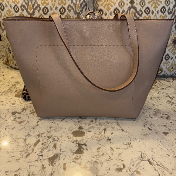 NWT Anne Klein Tan Brighton Tote Bag With Leopard Pouch - Picture 4 of 8